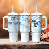 Fiji Rugby Custom Kaiviti Masi Tumbler With Handle Turquoise LT7 - Polynesian Pride
