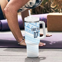 Fiji Rugby Custom Kaiviti Masi Tumbler With Handle Turquoise LT7 - Polynesian Pride