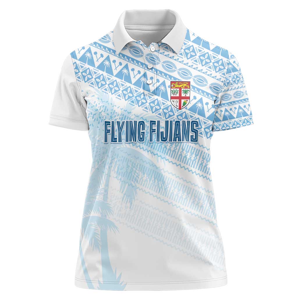 Fiji Rugby Custom Kaiviti Masi Women Polo Shirt Turquoise - Polynesian Pride