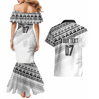 Fiji Rugby Custom Kaiviti Masi Couples Matching Mermaid Dress and Hawaiian Shirt Black LT7 - Polynesian Pride