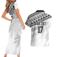Fiji Rugby Custom Kaiviti Masi Couples Matching Short Sleeve Bodycon Dress and Hawaiian Shirt Black LT7 - Polynesian Pride