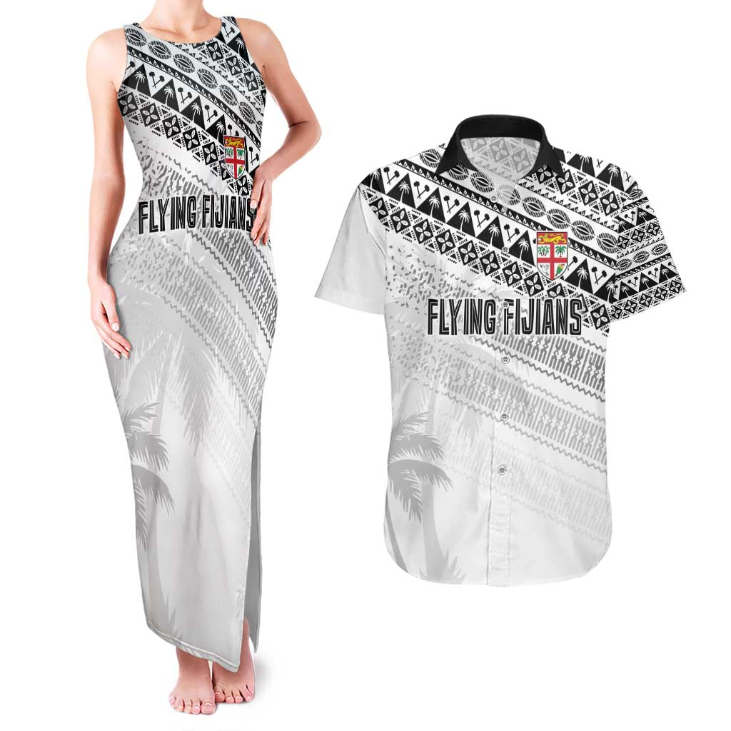 Fiji Rugby Custom Kaiviti Masi Couples Matching Tank Maxi Dress and Hawaiian Shirt Black LT7 Black - Polynesian Pride