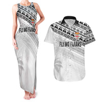 Fiji Rugby Custom Kaiviti Masi Couples Matching Tank Maxi Dress and Hawaiian Shirt Black LT7 Black - Polynesian Pride