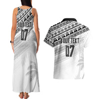 Fiji Rugby Custom Kaiviti Masi Couples Matching Tank Maxi Dress and Hawaiian Shirt Black LT7 - Polynesian Pride