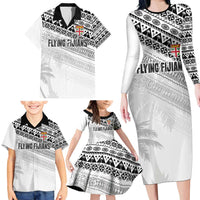 Fiji Rugby Custom Kaiviti Masi Family Matching Long Sleeve Bodycon Dress and Hawaiian Shirt Black LT7 - Polynesian Pride