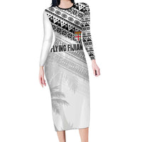Fiji Rugby Custom Kaiviti Masi Family Matching Long Sleeve Bodycon Dress and Hawaiian Shirt Black LT7 Mom's Dress Black - Polynesian Pride