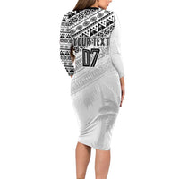 Fiji Rugby Custom Kaiviti Masi Family Matching Long Sleeve Bodycon Dress and Hawaiian Shirt Black LT7 - Polynesian Pride