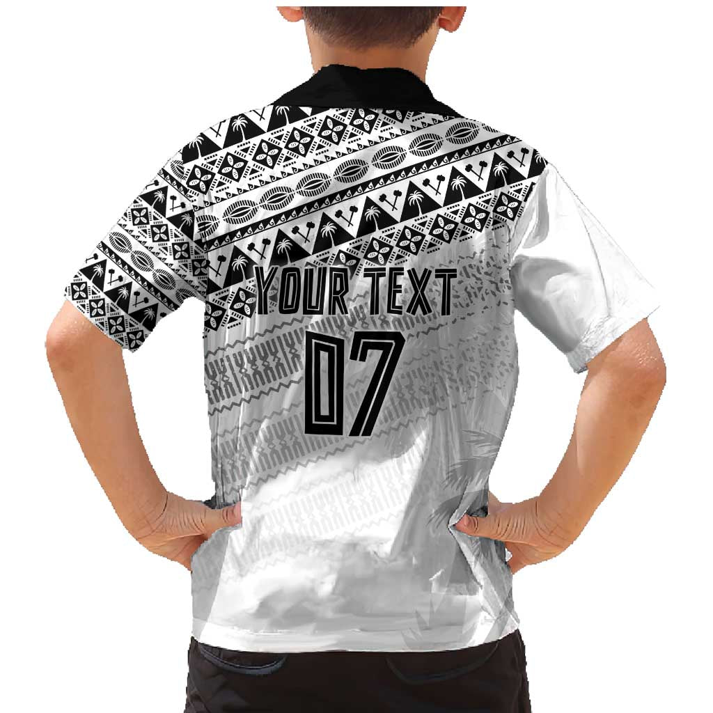 Fiji Rugby Custom Kaiviti Masi Family Matching Mermaid Dress and Hawaiian Shirt Black LT7 - Polynesian Pride