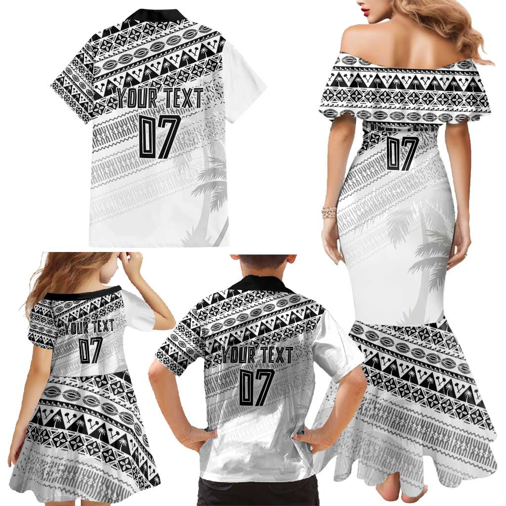 Fiji Rugby Custom Kaiviti Masi Family Matching Mermaid Dress and Hawaiian Shirt Black LT7 - Polynesian Pride