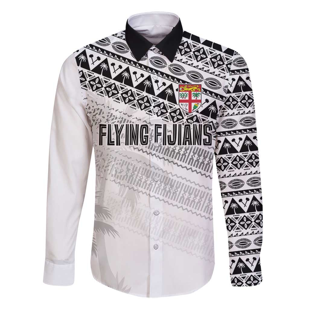 Fiji Rugby Custom Kaiviti Masi Family Matching Mermaid Dress and Hawaiian Shirt Black LT7 Dad's Shirt - Long Sleeve Black - Polynesian Pride