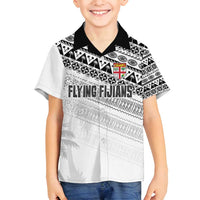 Fiji Rugby Custom Kaiviti Masi Family Matching Off Shoulder Short Dress and Hawaiian Shirt Black LT7 Son's Shirt Black - Polynesian Pride