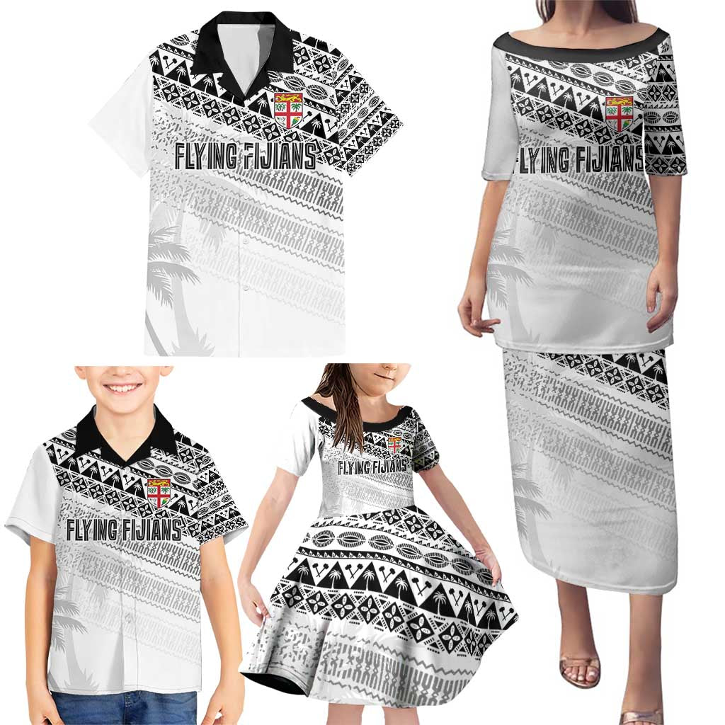 Fiji Rugby Custom Kaiviti Masi Family Matching Puletasi and Hawaiian Shirt Black - Polynesian Pride