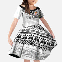 Fiji Rugby Custom Kaiviti Masi Family Matching Summer Maxi Dress and Hawaiian Shirt Black LT7 Daughter's Dress Black - Polynesian Pride
