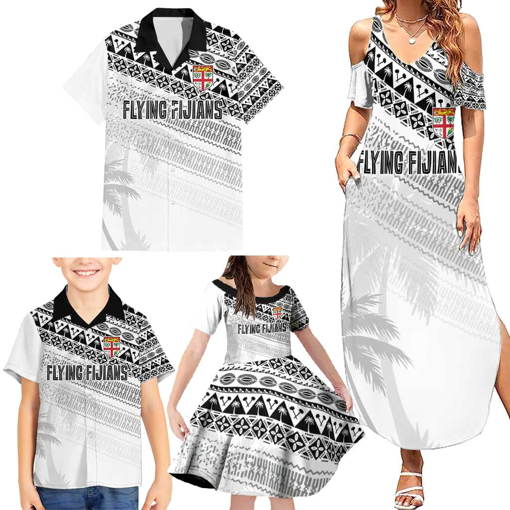 Fiji Rugby Custom Kaiviti Masi Family Matching Summer Maxi Dress and Hawaiian Shirt Black - Polynesian Pride