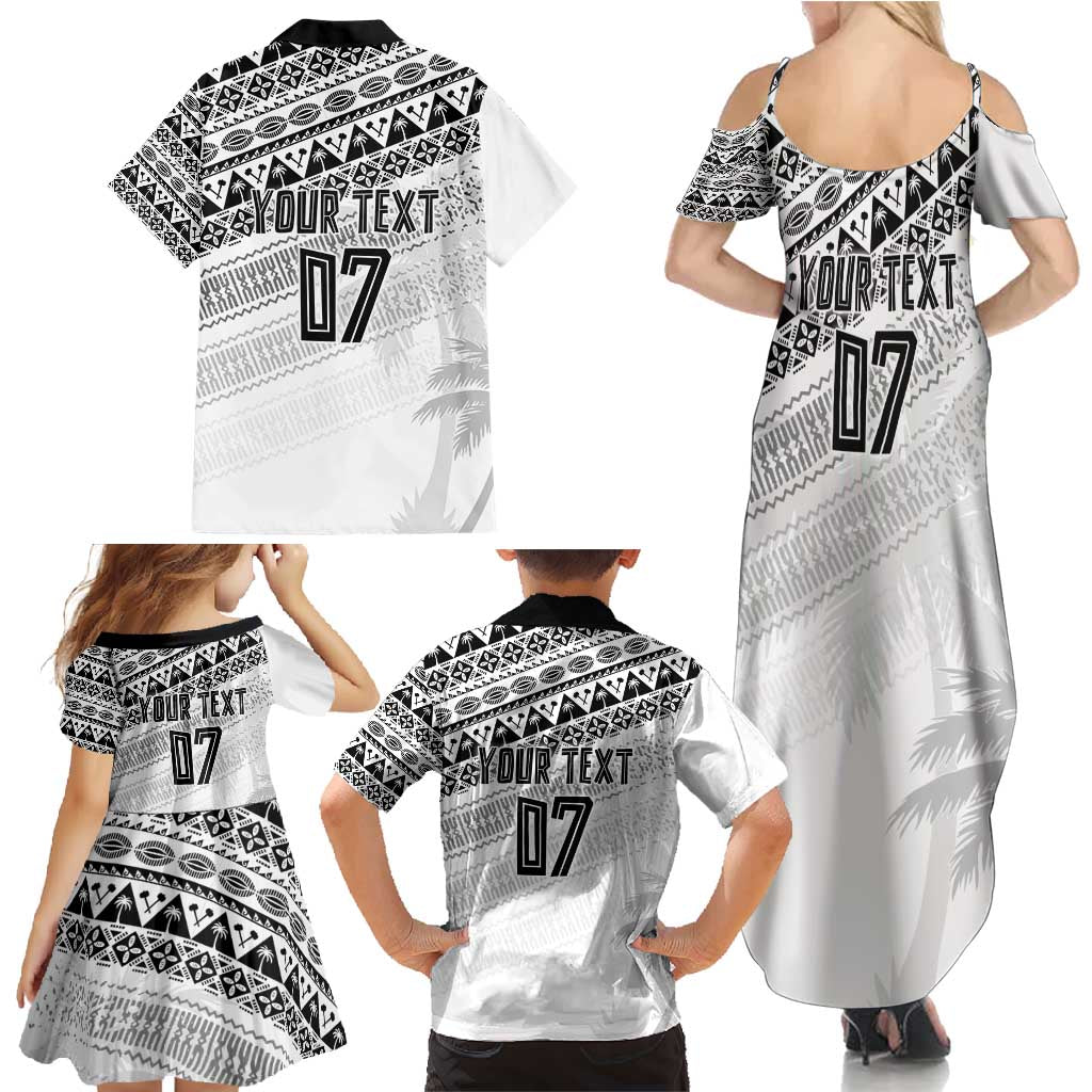 Fiji Rugby Custom Kaiviti Masi Family Matching Summer Maxi Dress and Hawaiian Shirt Black LT7 - Polynesian Pride