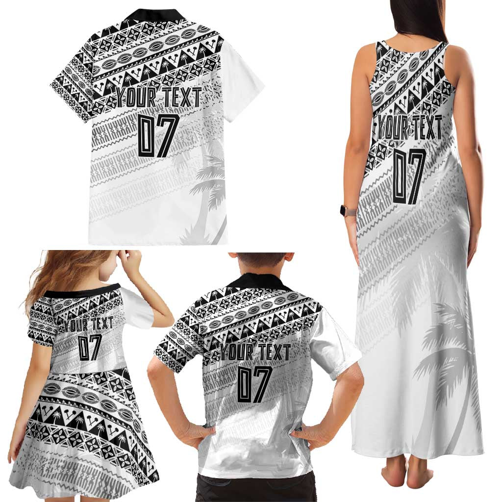 Fiji Rugby Custom Kaiviti Masi Family Matching Tank Maxi Dress and Hawaiian Shirt Black LT7 - Polynesian Pride