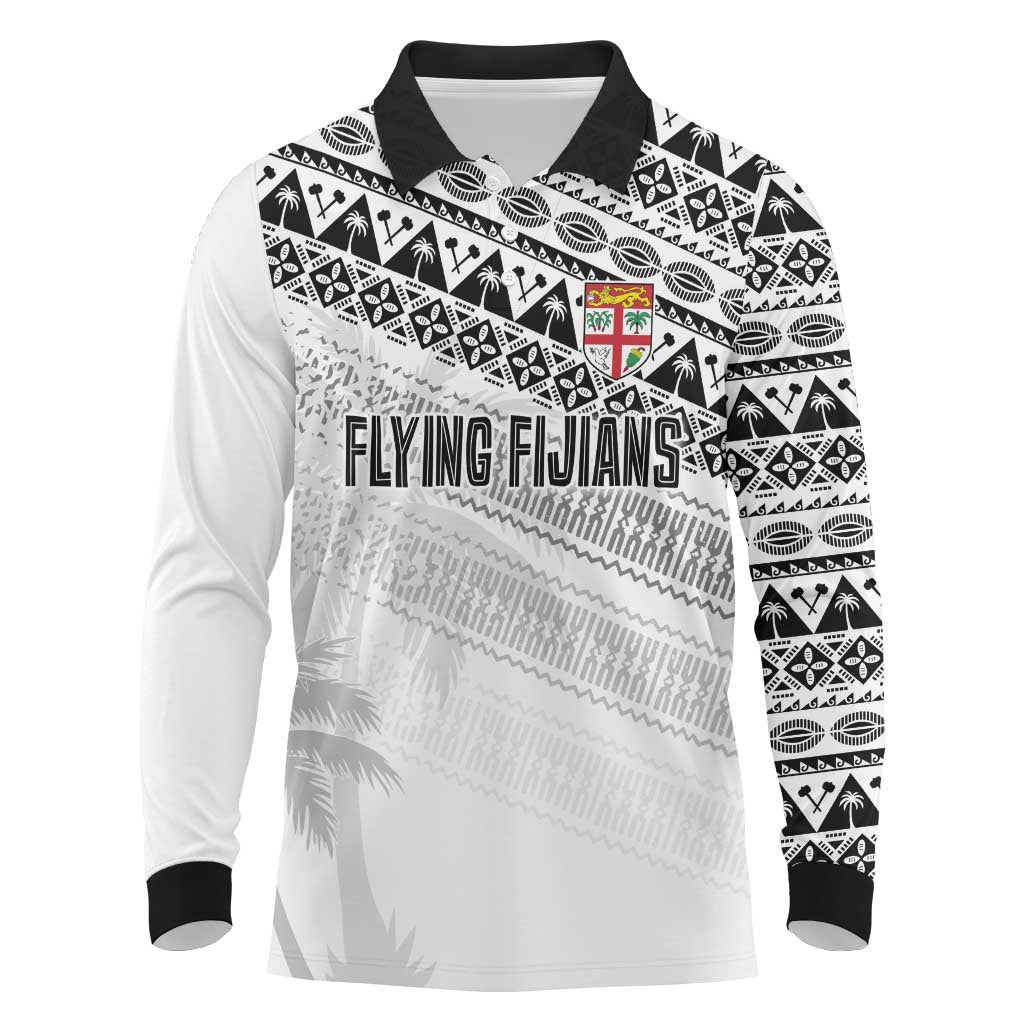 Fiji Rugby Custom Kaiviti Masi Long Sleeve Polo Shirt Black - Polynesian Pride