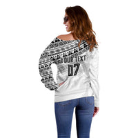 Fiji Rugby Custom Kaiviti Masi Off Shoulder Sweater Black - Polynesian Pride