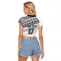 Fiji Rugby Custom Kaiviti Masi Raglan Cropped T Shirt Black - Polynesian Pride