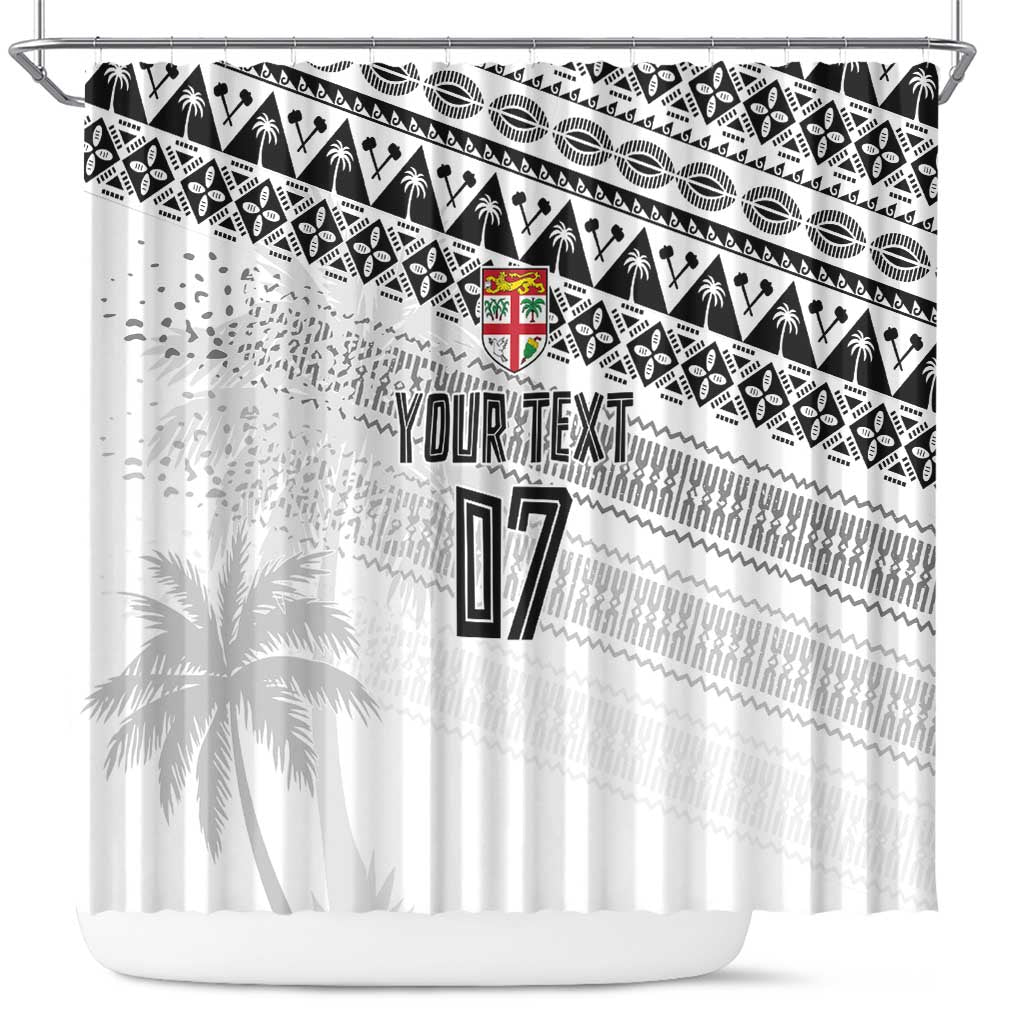 Fiji Rugby Custom Kaiviti Masi Shower Curtain Black - Polynesian Pride