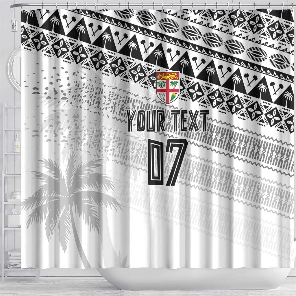 Fiji Rugby Custom Kaiviti Masi Shower Curtain Black - Polynesian Pride