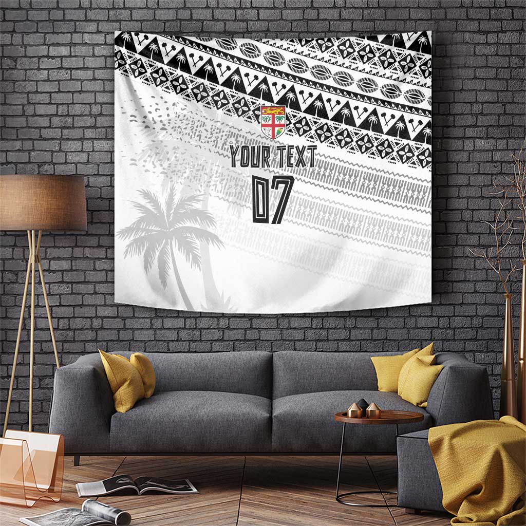 Fiji Rugby Custom Kaiviti Masi Tapestry Black - Polynesian Pride