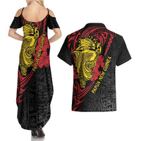 Papua New Guinea 49th Independence Day Couples Matching Summer Maxi Dress and Hawaiian Shirt Motuan Revareva Bird-of-Paradise LT7 - Polynesian Pride