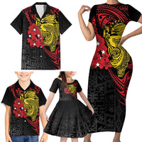 Papua New Guinea 49th Independence Day Family Matching Short Sleeve Bodycon Dress and Hawaiian Shirt Motuan Revareva Bird-of-Paradise LT7 - Polynesian Pride