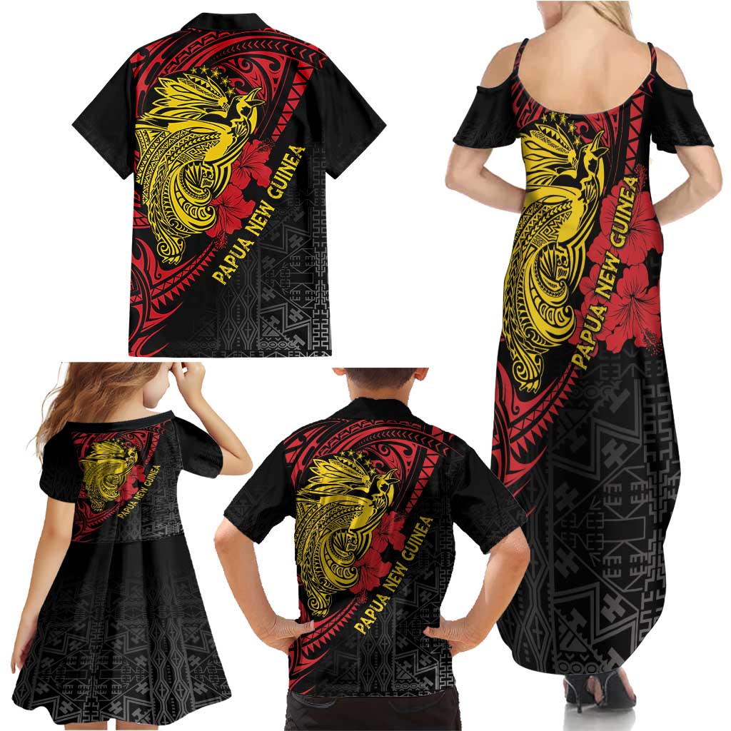Papua New Guinea 49th Independence Day Family Matching Summer Maxi Dress and Hawaiian Shirt Motuan Revareva Bird-of-Paradise LT7 - Polynesian Pride