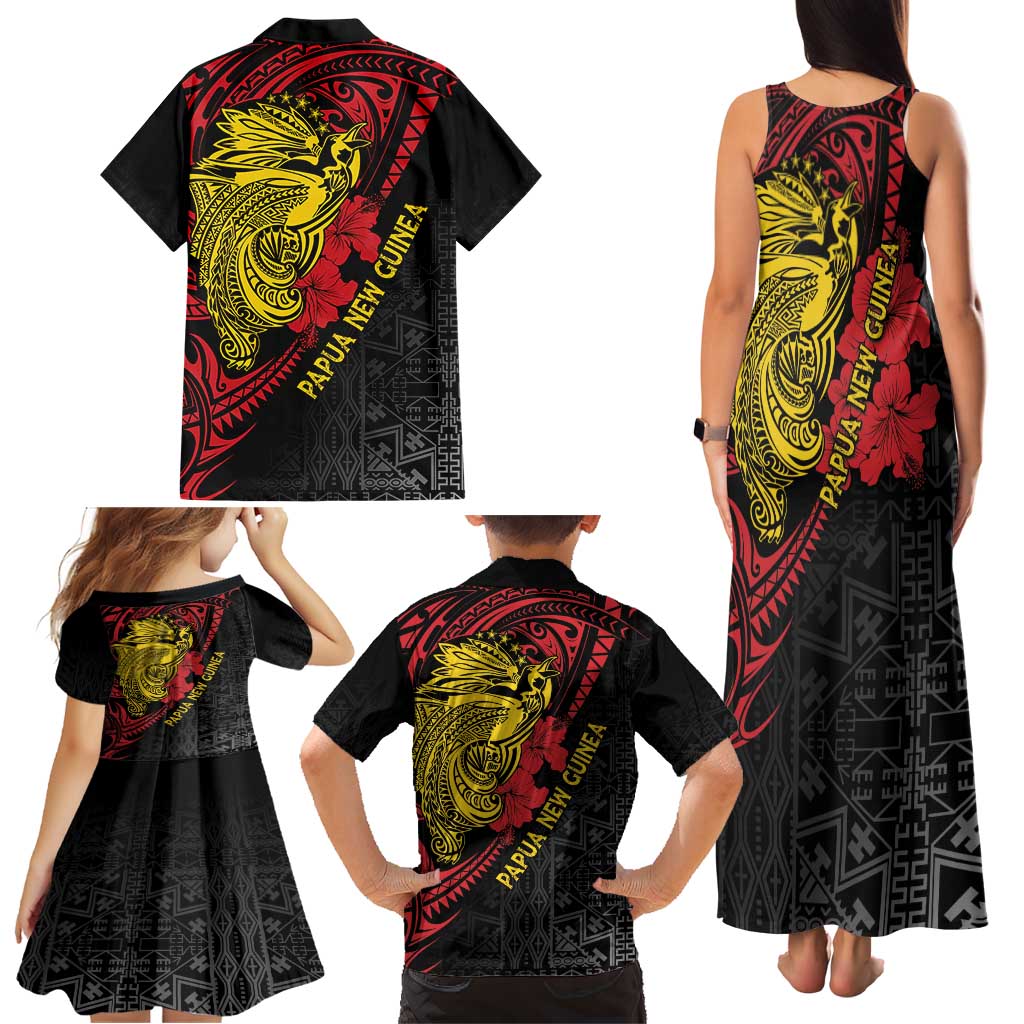 Papua New Guinea 49th Independence Day Family Matching Tank Maxi Dress and Hawaiian Shirt Motuan Revareva Bird-of-Paradise LT7 - Polynesian Pride