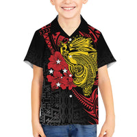 Papua New Guinea 49th Independence Day Kid Hawaiian Shirt Motuan Revareva Bird-of-Paradise LT7 Kid Black - Polynesian Pride