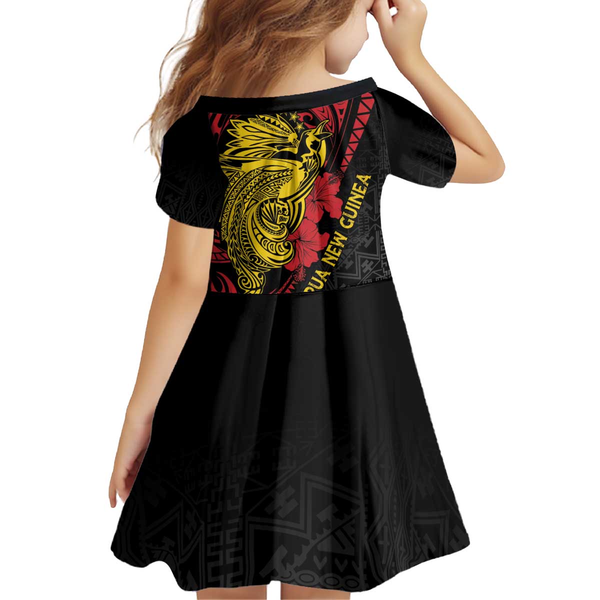 Papua New Guinea 49th Independence Day Kid Short Sleeve Dress Motuan Revareva Bird-of-Paradise LT7 - Polynesian Pride