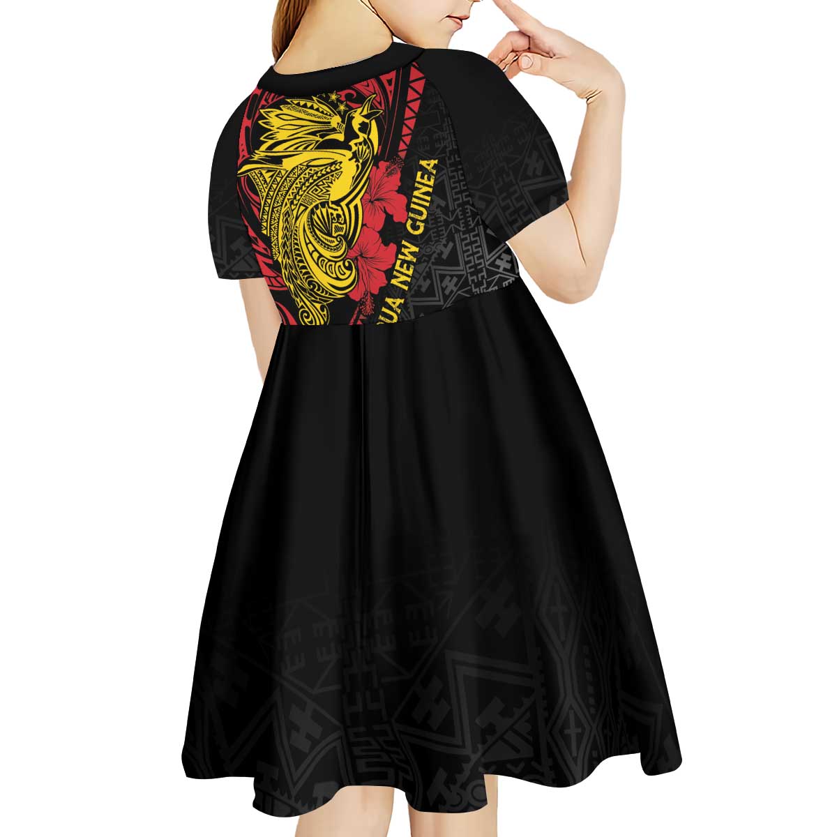 Papua New Guinea 49th Independence Day Kid Short Sleeve Dress Motuan Revareva Bird-of-Paradise LT7 - Polynesian Pride