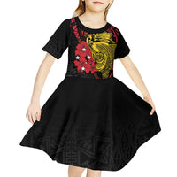 Papua New Guinea 49th Independence Day Kid Short Sleeve Dress Motuan Revareva Bird-of-Paradise LT7 - Polynesian Pride