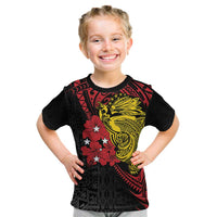 Papua New Guinea 49th Independence Day Kid T Shirt Motuan Revareva Bird-of-Paradise LT7 Black - Polynesian Pride