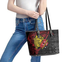 Papua New Guinea 49th Independence Day Leather Tote Bag Motuan Revareva Bird-of-Paradise LT7 - Polynesian Pride