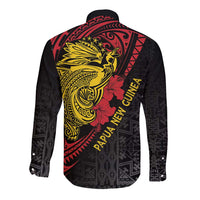 Papua New Guinea 49th Independence Day Long Sleeve Button Shirt Motuan Revareva Bird-of-Paradise LT7 - Polynesian Pride