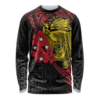 Papua New Guinea 49th Independence Day Long Sleeve Shirt Motuan Revareva Bird-of-Paradise LT7 Unisex Black - Polynesian Pride