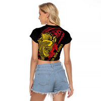 Papua New Guinea 49th Independence Day Raglan Cropped T Shirt Motuan Revareva Bird-of-Paradise LT7 - Polynesian Pride