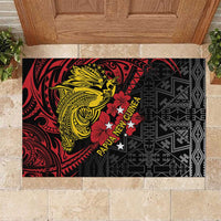 Papua New Guinea 49th Independence Day Rubber Doormat Motuan Revareva Bird-of-Paradise LT7 Black - Polynesian Pride