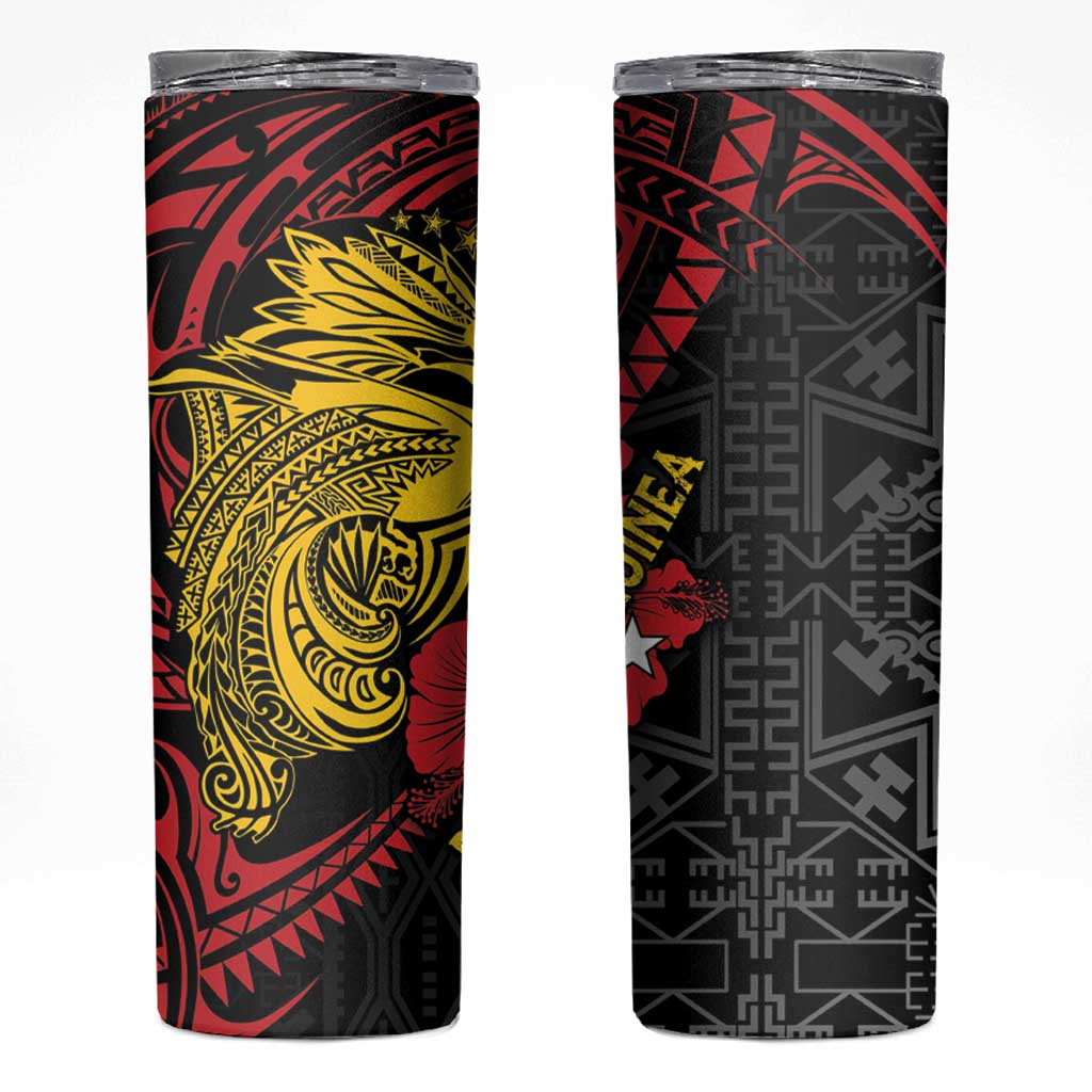 Papua New Guinea 49th Independence Day Skinny Tumbler Motuan Revareva Bird-of-Paradise LT7 Black - Polynesian Pride