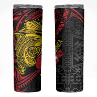 Papua New Guinea 49th Independence Day Skinny Tumbler Motuan Revareva Bird-of-Paradise LT7 Black - Polynesian Pride