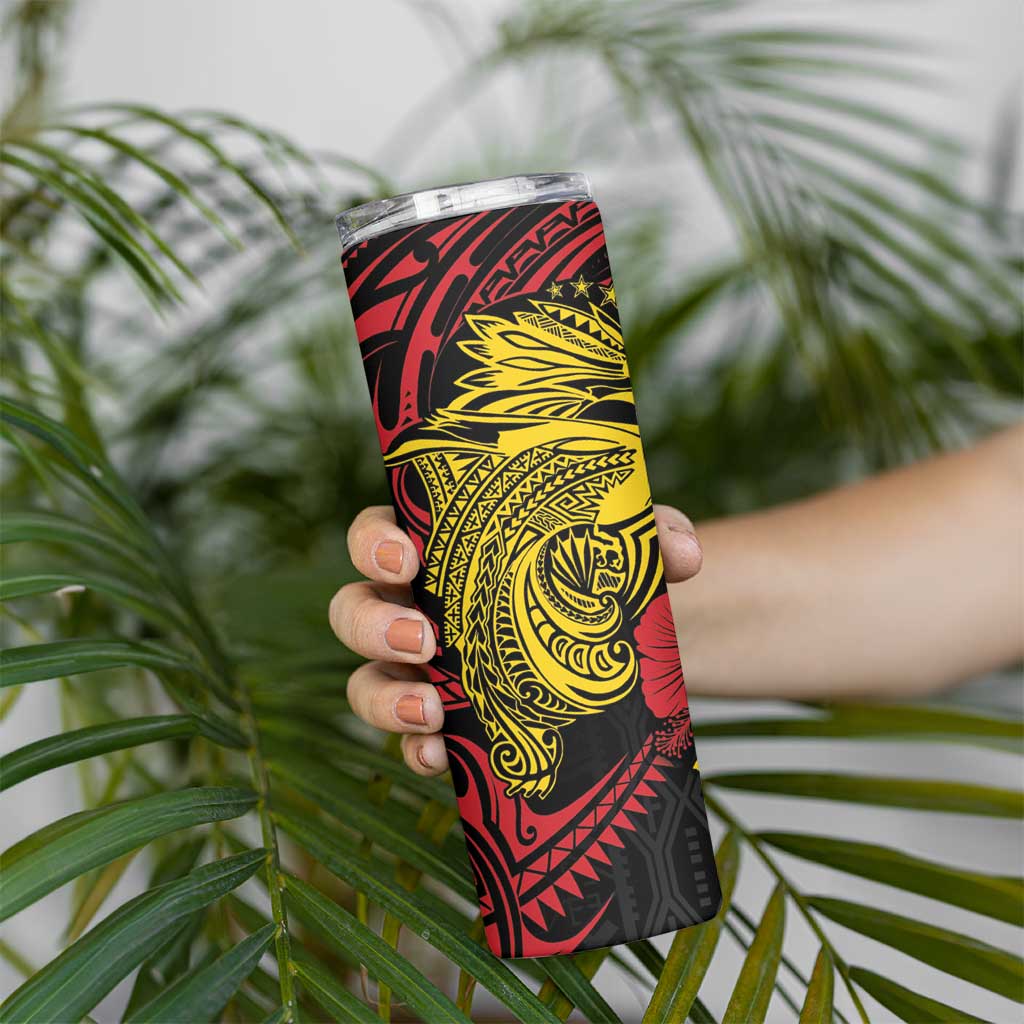 Papua New Guinea 49th Independence Day Skinny Tumbler Motuan Revareva Bird-of-Paradise LT7 - Polynesian Pride
