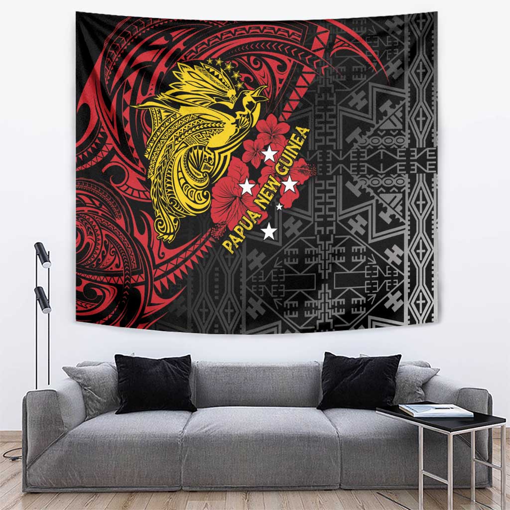 Papua New Guinea 49th Independence Day Tapestry Motuan Revareva Bird-of-Paradise LT7 Black - Polynesian Pride
