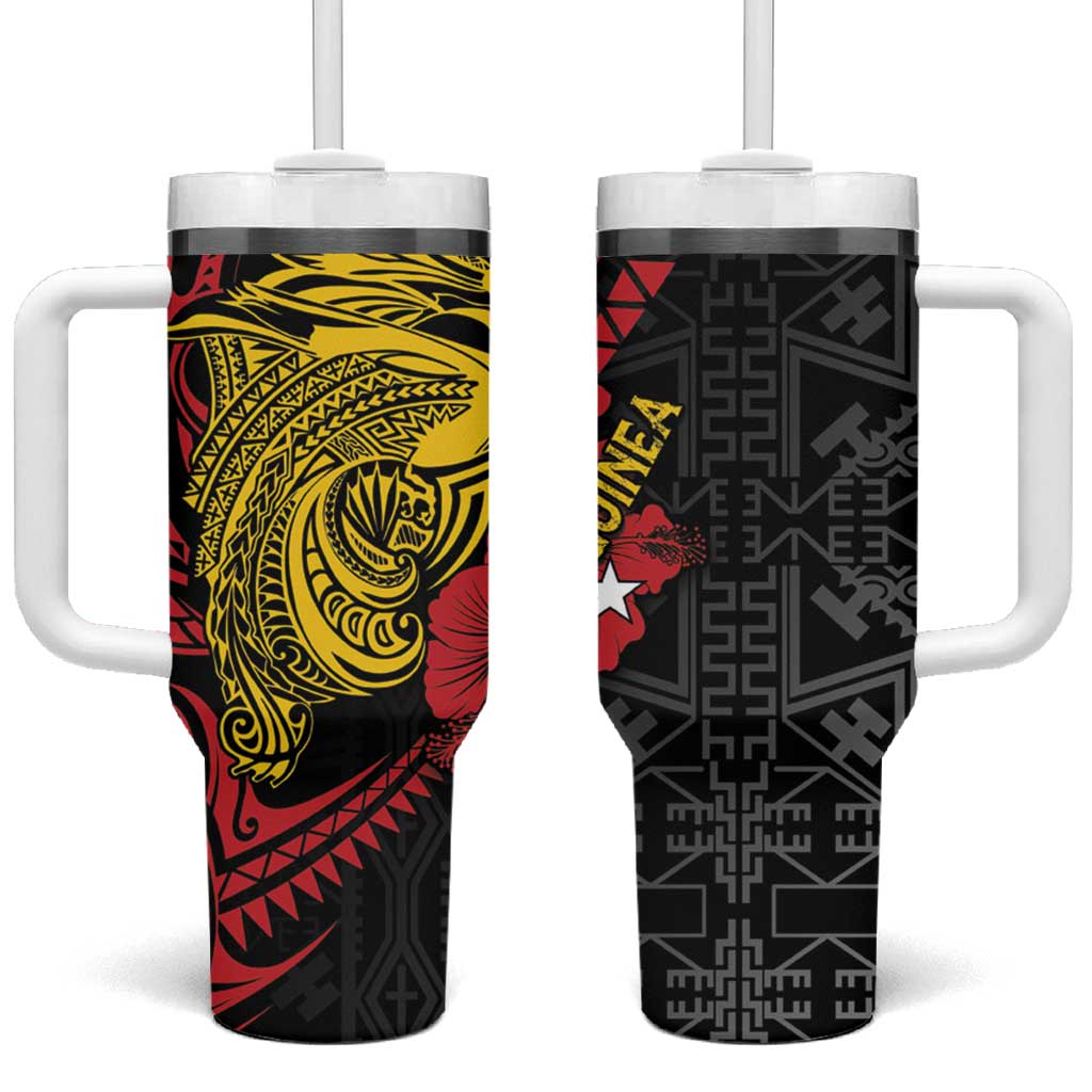 Papua New Guinea 49th Independence Day Tumbler With Handle Motuan Revareva Bird-of-Paradise LT7 One Size: 40 oz Black - Polynesian Pride