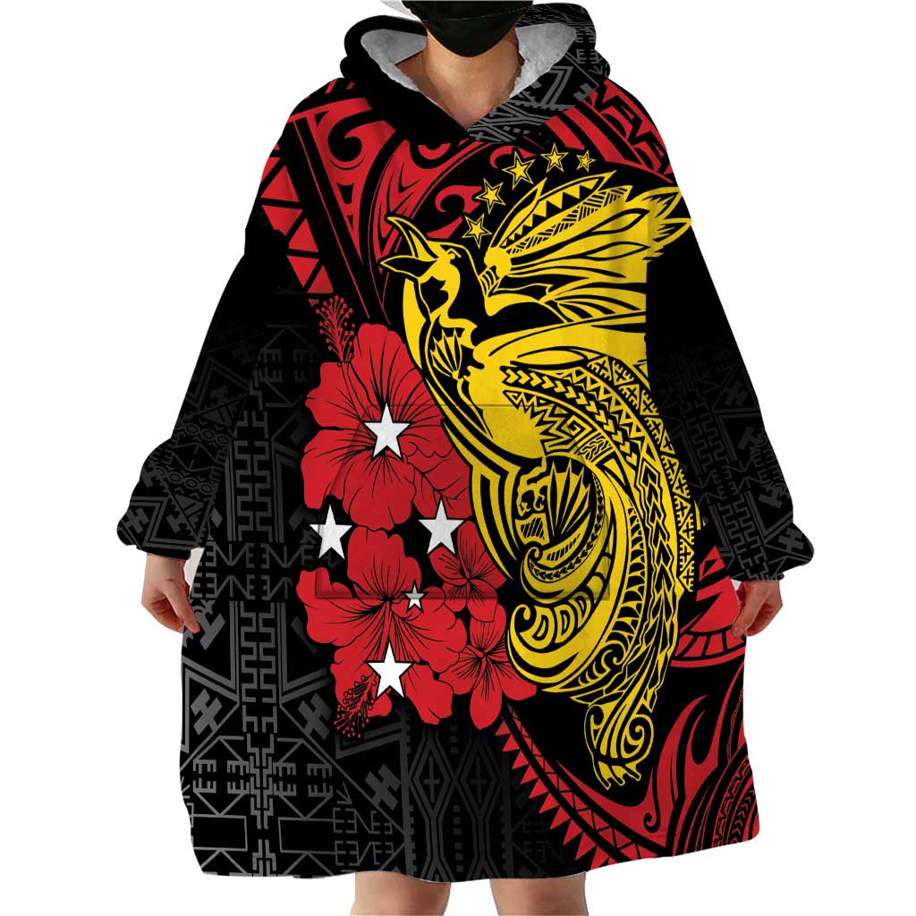 Papua New Guinea 49th Independence Day Wearable Blanket Hoodie Motuan Revareva Bird-of-Paradise LT7 - Polynesian Pride
