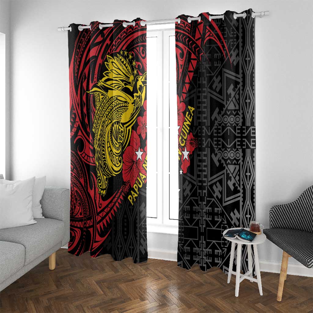 Papua New Guinea 49th Independence Day Window Curtain Motuan Revareva Bird-of-Paradise LT7 With Grommets Black - Polynesian Pride
