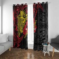 Papua New Guinea 49th Independence Day Window Curtain Motuan Revareva Bird-of-Paradise LT7 With Grommets Black - Polynesian Pride