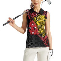 Papua New Guinea 49th Independence Day Women Sleeveless Polo Shirt Motuan Revareva Bird-of-Paradise LT7 - Polynesian Pride