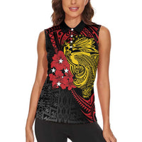 Papua New Guinea 49th Independence Day Women Sleeveless Polo Shirt Motuan Revareva Bird-of-Paradise LT7 - Polynesian Pride